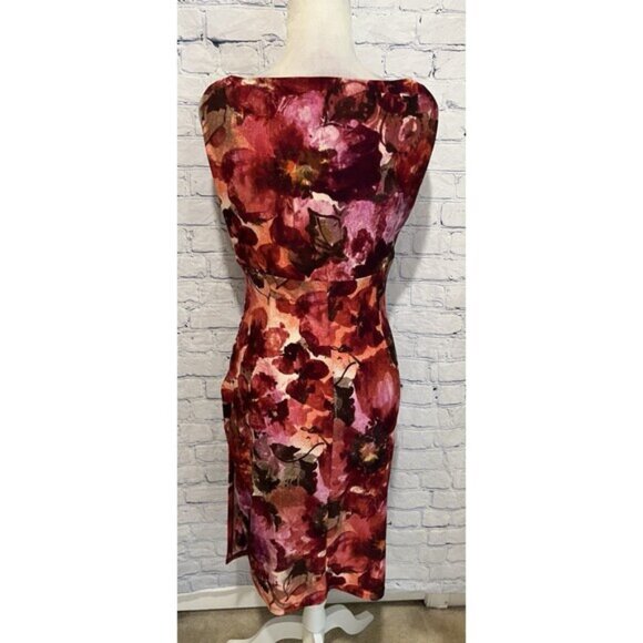 NWT LAUREN Ralph Lauren Multicolored Floral Sheath Sleeveless Midi Dress Size 10 - Picture 5 of 7